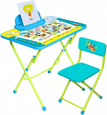 КУ2 Комплект "Никки" (стол+пенал+стул мягкий) 
(КУ2/ПА пушистая азбука) - Цвет голубой/зеленый - Картинка #1
