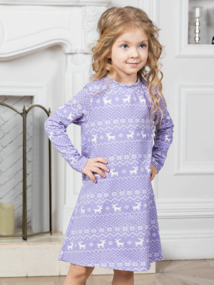 Платье "Зимний узор" - Размер 104 - Цвет фиолетовый - Картинка #2